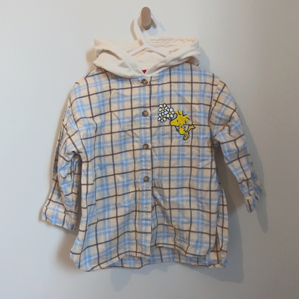Zara Snoopy Peanuts special collaboration varsity jacket with hood 18-24 months